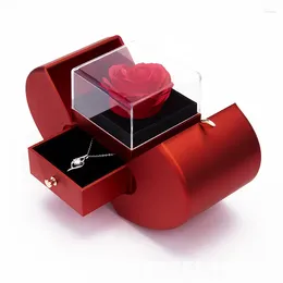 Party Favor Red Eternal Flower Jewelry Box Christmas Gift Rose Birthday Wedding Valentine's Day Gifts