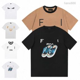 t Letters Slipper Pattern Printed Tee Women Tshirt Summer Trend Round Neck Short Casual Shirts Top High Street