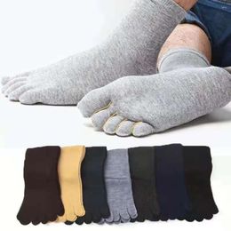 Men's Socks Solid Color Five Finger For Man Breathable Sweat Absorption Sports Middle Tube Mens Business Casual Toe