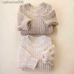 Clothing Sets Baby Loose Sweater Knitted Autum Winter Baby Boy Girl Clothes Round Neck Kid Toddler Girl Boy Pullover Baby OuterwearL231202