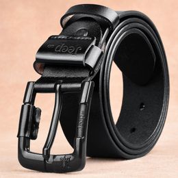 Men Causal High Quality Genuine Leather Belt Men New Fashion Simple Classic Vintage Style Pin Buckle Male Belt 90-125cm