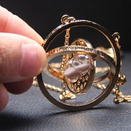 Gem Pendants Necklace Gold Silver Alloy Personality Women Fashion Sand Glass Time Turner Pendant Necklace Men Jewellery Gifts303c