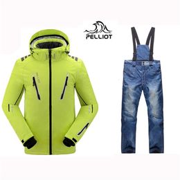 Skiing Suits Male Ski Jacket Pants Men Waterproof Breathable Thermal Cottom Padded Super Warm Snowboard 231201