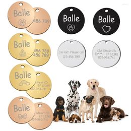Dog Tag Custom Cat ID Pet Name Collar Accessories Round Personalised Engraved Necklace Chain Charm Supplies For Product