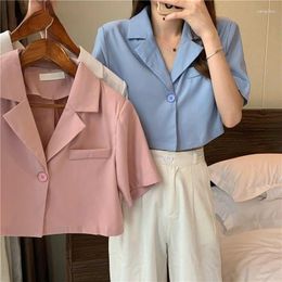 Women's Blouses Blouse Ladies Chic Elegant Office Summer Slim Single Button Simple Street Wear