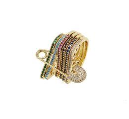FashionGold Filled Top Quality Colourful Band Stack Stackable Fashion European Women Finger Safety Pin Ring1747289