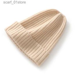 Beanie/Skull Caps MERRILAMB Cashmere C Winter Beanie Hat Fashion Warm Winter Hats Women Casual Solid Adult Cashmere Knitted Hat Skullies BeaniesL231202