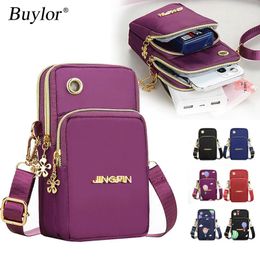 Evening Bags Buylor Mobile Phone Crossbody for Women Fashion Shoulder Bag Cell Pouch With Headphone Plug 3 Layer Wallet 231201