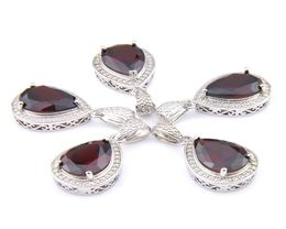 Mix 5 Pieces Pendants Luckyshine Shine Teardrop Shape Red Garnet Gemstone 925 Silver Pendant Necklaces P12962368140