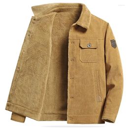 Men's Jackets Mens 2023 Winter Warm Windproof Jacket Men Casual Corduroy Coat Fleece Thick Military Brand Male Cargo Clothing Size M-5XL