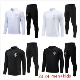 23 24 Sport Club Corinthians Paulista kids Tracksuits outdoor sports warm training clothing soccer fans full zipper cap long sleeve sports jogging shirt football