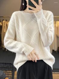 Women's Sweaters Addonee Autumn Winter Women Sweater O-neck Pullover Merino Wool Twist Flower Thick Cashmere Knitwear Female Clothing Top