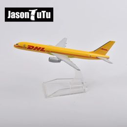 Aircraft Modle JASON TUTU 16cm DHL Boeing 757 Aeroplane Model Plane Model Aircraft Diecast Metal 1/400 Scale Gift Factory Wholesale Drop 231201