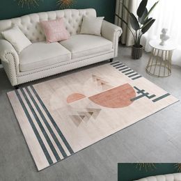 Carpets Carpets Light Luxury El Style Girl Pink Rug Geometric Abstract Pattern For Living Room Soft And Comfortable Bedroom Drop Deliv Dhkei
