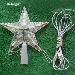 Christmas Decorations Behogar Flashing LED Color Changing Lamp Xmas Christmas Tree Topper Star Decorations Light EU Plug for Home navidad kerst natale 231201