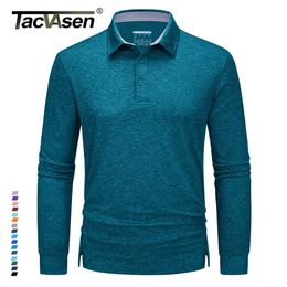 Men's Polos TACVASEN Outdoor Performance Long Sleeve Polo Shirts Mens Golf Fishing Shirts 3 Buttons Down Working Pullover Casual Sportswear 231202
