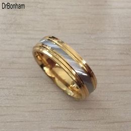 Punk Rock Style Gold silver strip Ring Mens Fashion Chunky Finger Bling Size 7 8 9 10 11 12 Retro Titanium Steel Rings251P