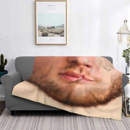 Blankets Bearded Young Man Low Price Print Novelty Fashion Soft Warm Blanket Red Head Artificial Intelligence Ai Computer