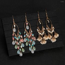 Dangle Earrings Boho Geometric Long Tassel Earring Women's Handmade Colorful Beads Water Drop Vintage Bridal Wedding Jewelry Gift