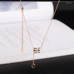 Pendant Necklaces Cylindrical Necklace Set With Zircon Non-fading O-shaped Chain Long Tassel Women's Suitable For Daily Wear