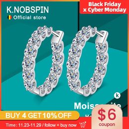 Stud KNOBSPIN 2.6ct D Colour Earring 925 Sterling Sliver Plated White Gold Hoop Earring for Women Wedding Party Jewellery 231201