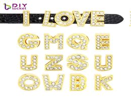 130PCS 8MM Gold Colour Slide Letters Charms English Alphabet AZ Fit Bracelet Wristband Pet Name Collar Dog Collar LSSL071304705994