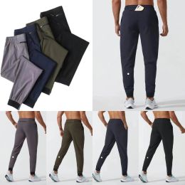 Lu Womens LL Men's Jogger Long Pants Sport Yoga Outfitクイックドライドローストリングジムポケットスウェットパンツメンズカジュアルエラスティックウエストフィットネス