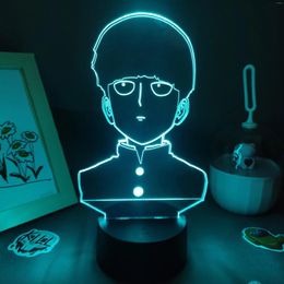Night Lights Manga 3D Lava Lamps Mob Psycho 100 Anime Figure Shigeo RGB Led Battery Colourful Birthday Gifts Bedroom Table Decor