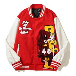 Men's Jackets Letter Flocking Embroidery Leather Sleeve Patchwork Baseball Uniform Jacket Unisex Chaquetas Hombre Baggy Y2k Thick Winter Coat 231202