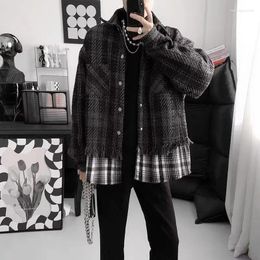 Men's Jackets Mens Plaid Shirt Coats Streetwear Fashion Loose Button Lapel Long Sleeve Jacket With Winter Cotton