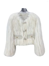 Women's Fur Coat Round Neck Short High-waisted Version Of The Single-breasted Design Warm And Comfortable 2023 Winter 1122