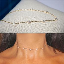 2019 Christmas gift vermeil 925 sterling silver cute star choker charm necklaces charming women jewelry fine silver necklace T2001253W