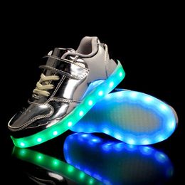 Sneakers Children Luminous Glowing Sneakers Black Pink Led Light Shoes Kids Led Shoes Boys Girls Kids Breathable Shoes 231201