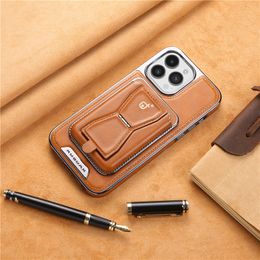 Luxury Detachable Magnetic Leather Vogue Phone Case for iPhone 15 14 13 12 Pro Max Business Card Slot Wallet Bracket Plating Back Cover Supporting Wireless Charging