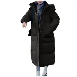 Women's Trench Coats Parkas Fashionable Casual Solid Colour Button Detachable Hood Mid-Length Long-Sleeved Cotton Clothing Coat