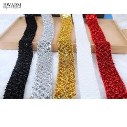 Fabric and Sewing 10yard sequins african lace fabric ribbon wedding decoration trim DIY Lace band 35cm 5rows of beaded fish scales with sparkling 231201