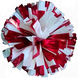 Cheerleading 2PCS Metal Red Mix White Cheerleading Pom Poms 32CM Cheerleader Pompon With Rings Handle Dance Party Game Sport Victory Supplies 231201