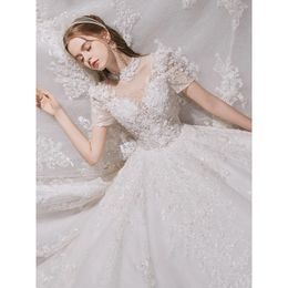 Urban Sexy Dresses Wedding Dress Bridal Lace flower high quality Large Trailing pretty women s dresses Luxury Bespoke Formal occasion Plus size H16 231202