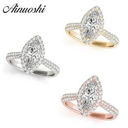 AINUOSHI 925 Sterling Silver Women Wedding Engagement Rings Halo Marquise Cut Bridal Rings Anniversary Silver Party Jewellery Gift Y248k