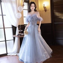 Feather Plus Size Mother Of The Bling Bride Prom Dress Sheer Jewel Neck Beaded Lace Long Party Pageant Evening Gowns Princess Custom Made Robes De Soiree 403