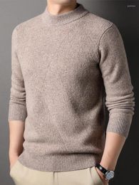 Men's Sweaters Wool Sweater Men Mock Neck Slim Fit Winter Thick Business Casual Knitted Pullover Solid Colour Warm Knitwear Jumpers