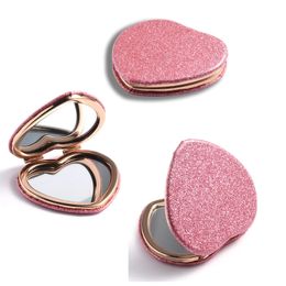 Compact Mirrors Portable makeup mirror handheld mini heart-shaped double-sided folding vanity mirror compact makeup mirror pocket travel 231202