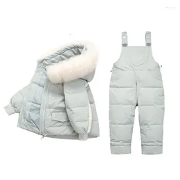 Clothing Sets Parka Real Fur Hooded Boy Baby Overalls Girl Clothes Winter Duck Down Jacket Warm Kids Coat Child Snowsuit Snow