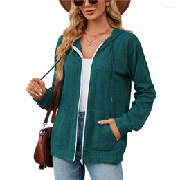 Women's Hoodies 2023 Autumn And Winter Style Elegant Fresh Fashionable Long Sleeve Hooded Zippered Cardigan Pocket Sweater For Women