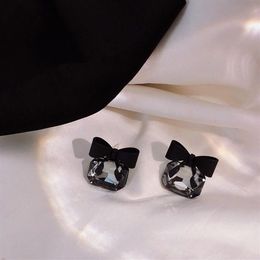 Stud 2021 Fashion Simple Design Joker Sweet Black Bowknot Women Earrings Geometric Square Earring Jewellery Birthday Gift226S