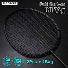 Badminton Rackets ALP XHP 2Pcs 6U 72g Ultralight G4 T700 100% Original Full Carbon Fiber 22-30Lbs Strung Professional Badminton Racket With Bag 231201