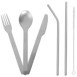Dinnerware Sets Straws Stainless Steel Fork Buffet Serving Utensils Spoons 6 Piece Set Party Tableware Parties