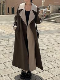 Women's Trench Coats Vintage Long Jacket Women Autumn Winter Elegant Lapel Coat Female Korean Fashion British Style High Street Windbreaker