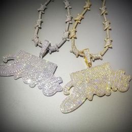 Bling Iced Out Letters DREAM RICH Pendant Necklace 2 Colours Luxury AAA Zircon Rapper Hip Hop Jewellery 201014284r