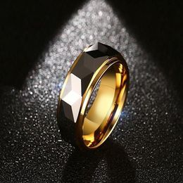 Wedding Rings Recommend Top Quality 8mm Tungsten Steel Gold Colour Mens Party Jewellery Man Ring Size 7 8 9 10 11 122177